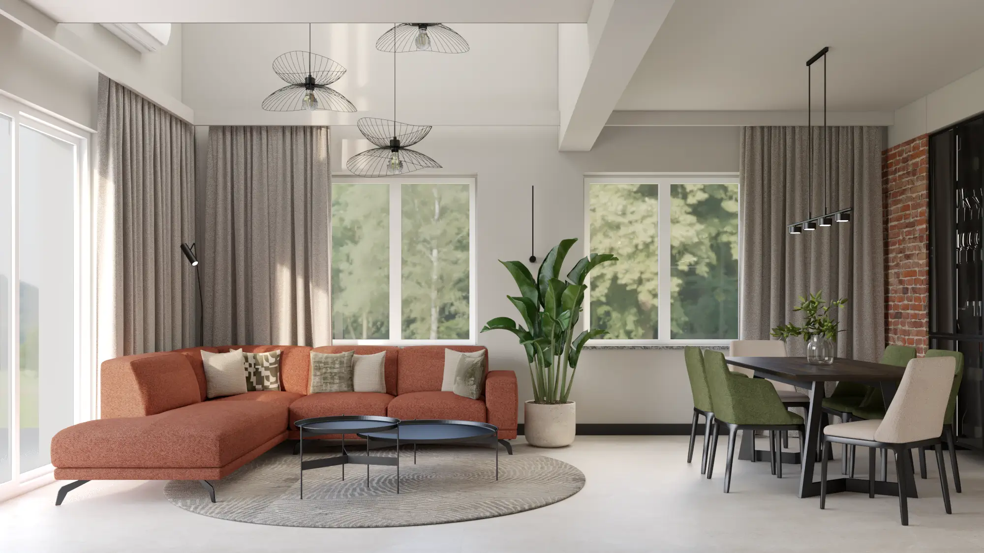 rudy narożnik we wnętrzu