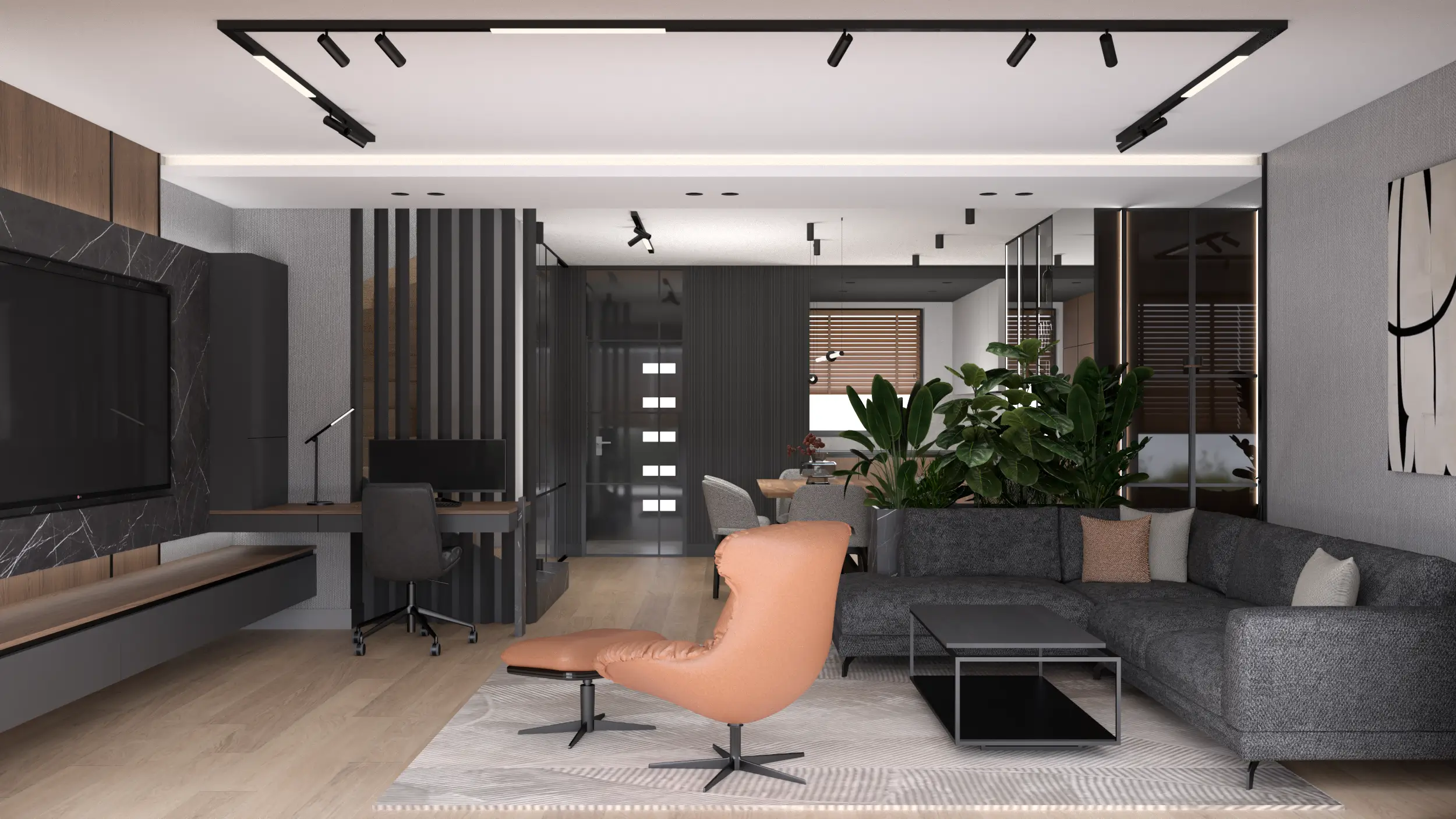 szynoprzewody w nowoczesnym salonie